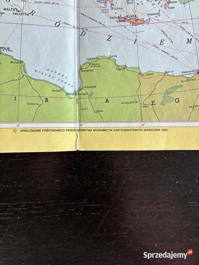 Stara mapa polityczna i hipsometryczna Europy Rok wydania 1988 Elbląg