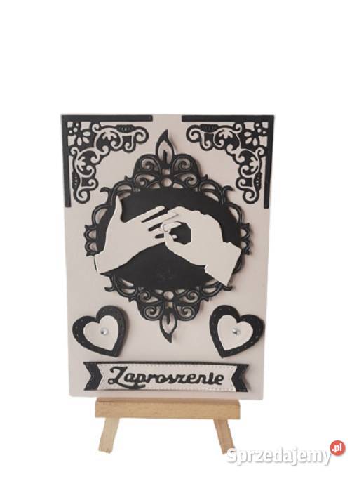 Zaproszenia Ślub Ręce Z Obrączką C6 Czerń Blady Poznań