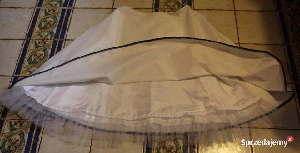 Spódnica koktajlowa biała z koła czarna obwódka biały Kraków