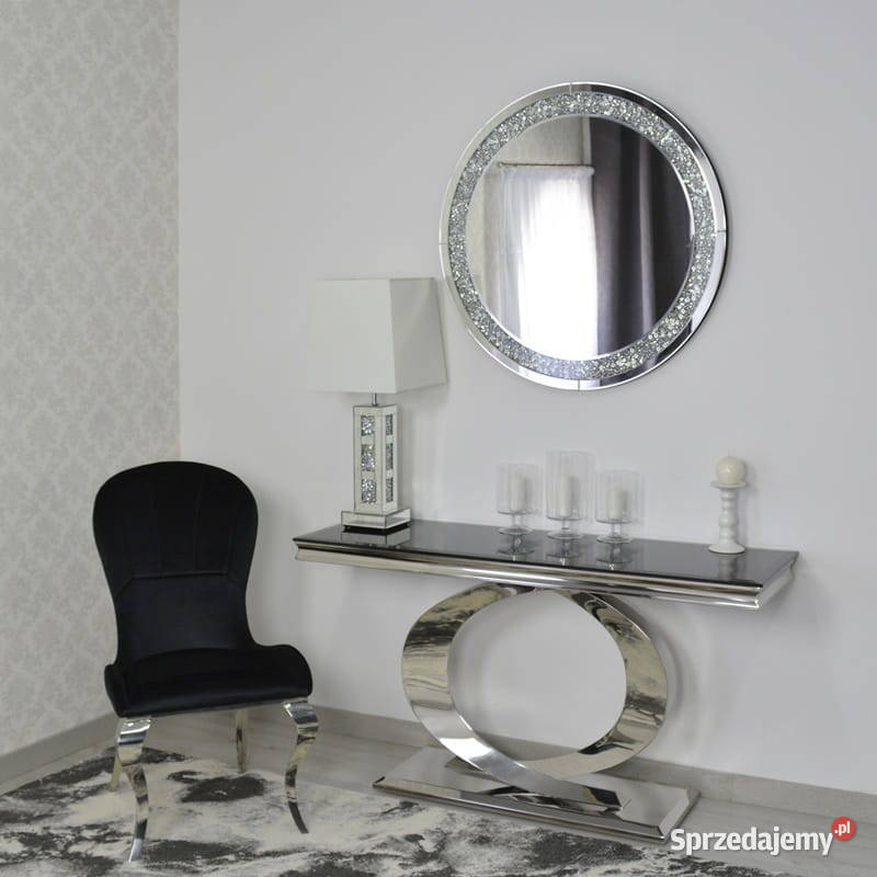 Kryształowe lustro glamour okrągłe ścienne salon