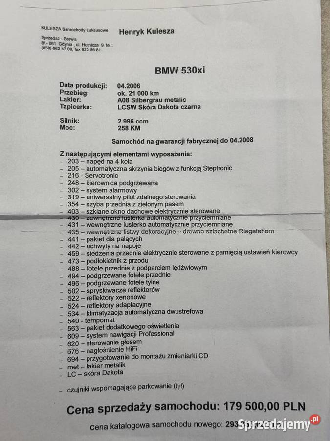 BMW 530xi sprawdzony przebieg nieuszkodzony Runowo Pomorskie