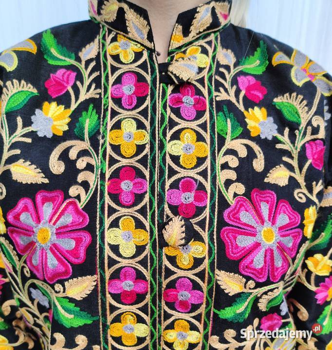 Orientalny płaszcz XXL 44 narzutka kimono czarny
