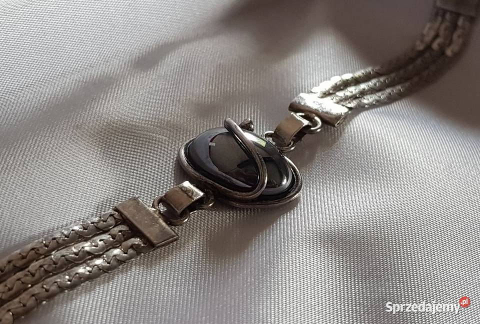 Srebrna bransoletka z hematytem kamień Kielce