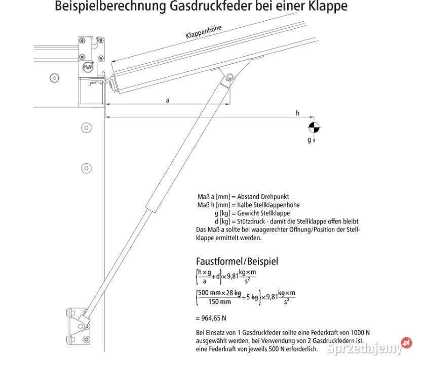 Sprężyna gazowa 500 N 0 3 150 1 500N 295 445A A Przysieka Polska sprzedam