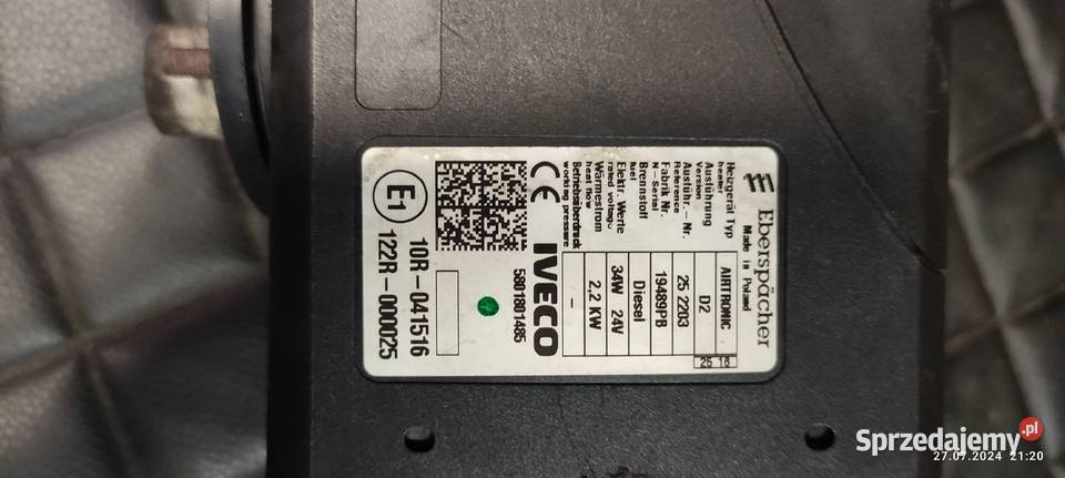 Webasto ogrzewanie Iveco Eberspaher Airtronic D2
