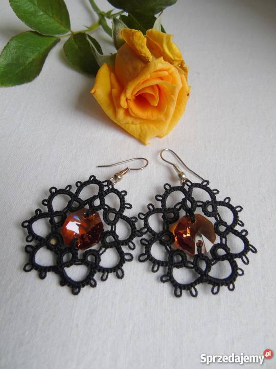 Kolczyki Frywolitkowe Wiśniowa