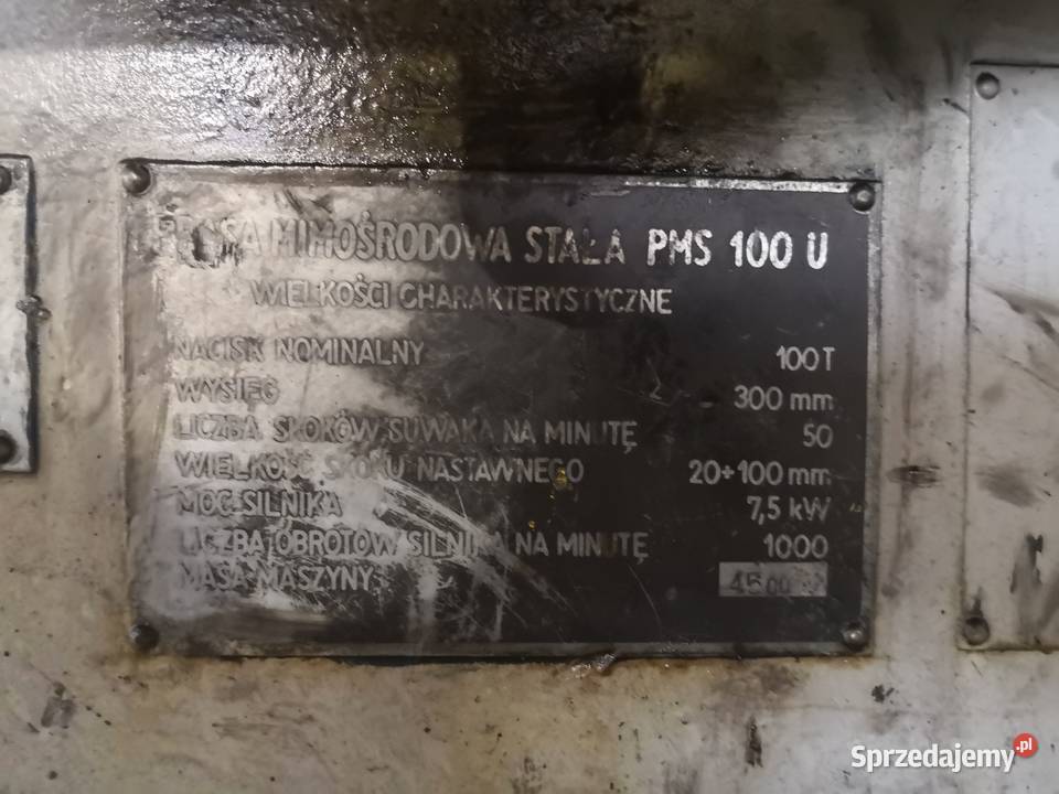 Prasa PMS 100 U prasa sprawna mechanicznie do
