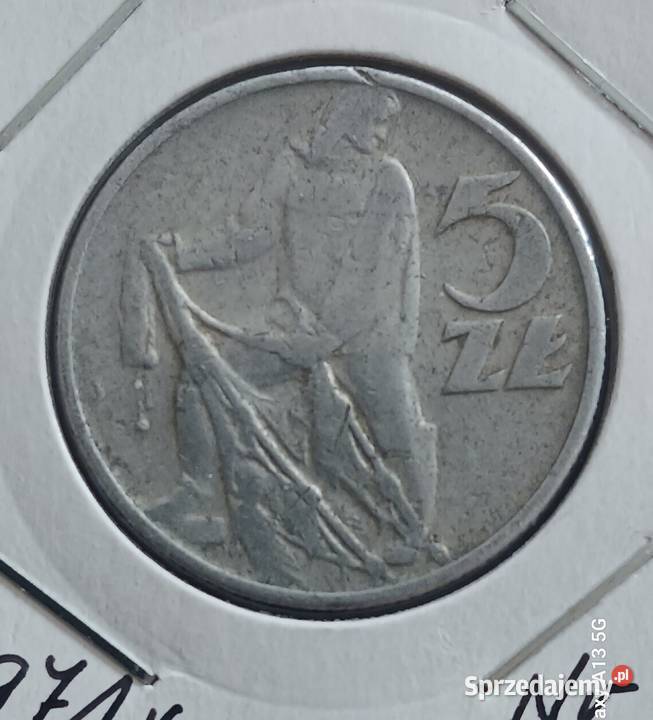 5 Złotych Rybak 1971 r 1 najniższy nakład Konin