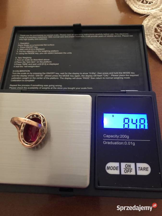 Stary złoty 583 pierścionek z rubinem