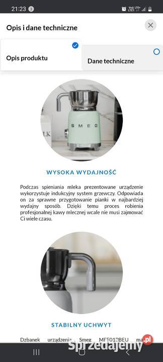 Spieniacz do mleka Smeg AGD drobne Szczekociny