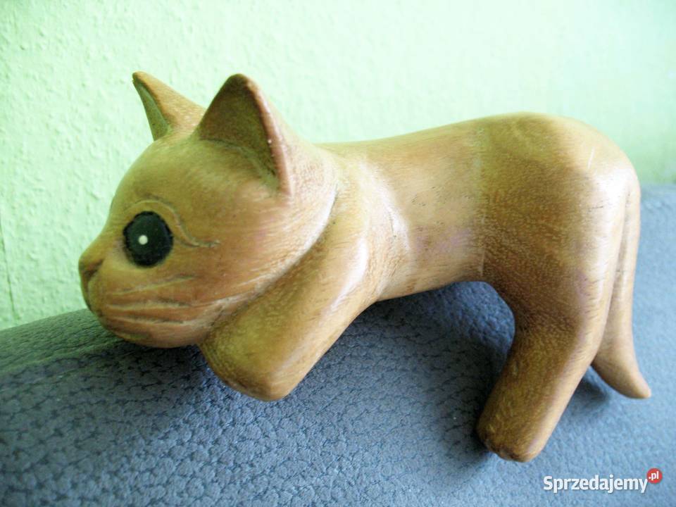 KOT stylowy Drewno Stara Figurka rzeźba Siedlce