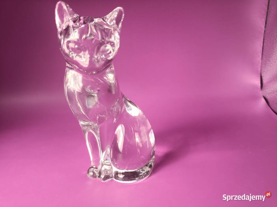 Kot Lenox tafla przezroczystego szkła figurka Porcelana i szkło lubelskie Zamość