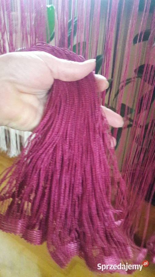 Firana makaron malina fuksja 290x160 nitki paski Radom