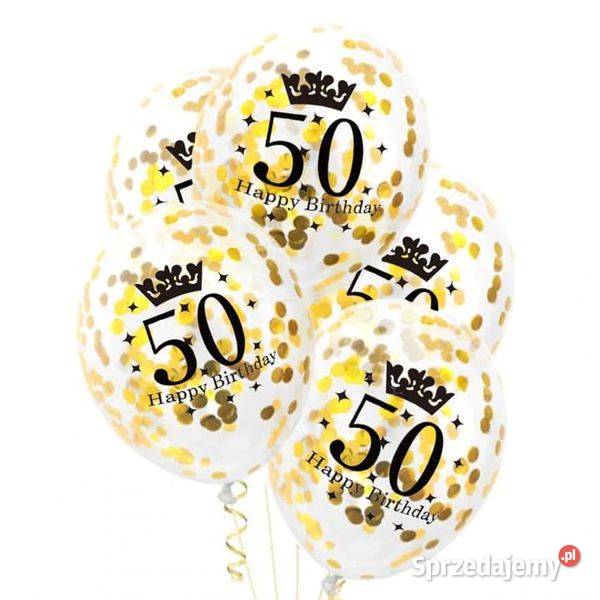 ZESTAW BALONÓW NA 50 URODZINY ZŁOTE KONFETTI 5