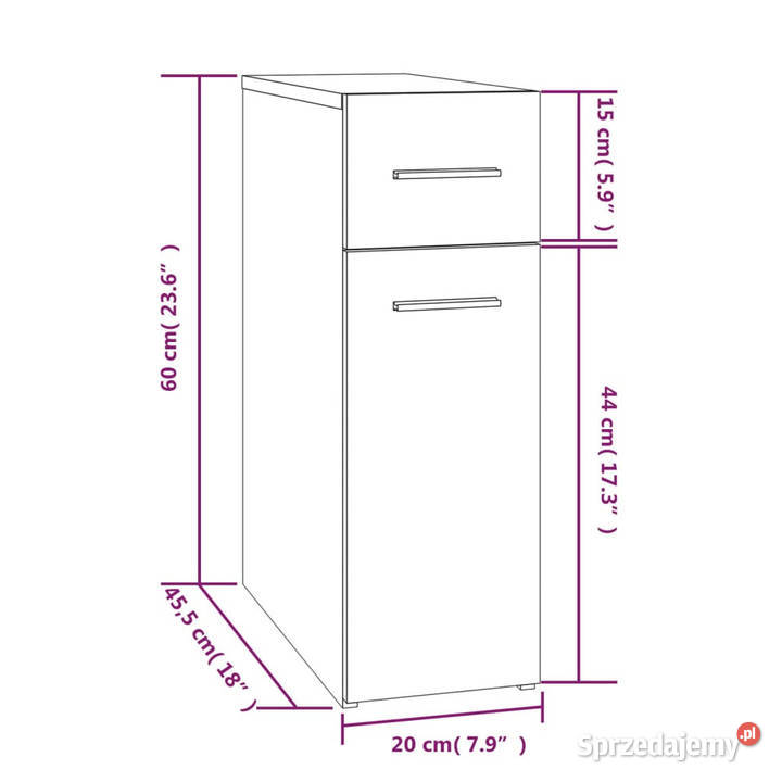Szafka apteczna szary dąb sonoma 20x455x60 mazowieckie