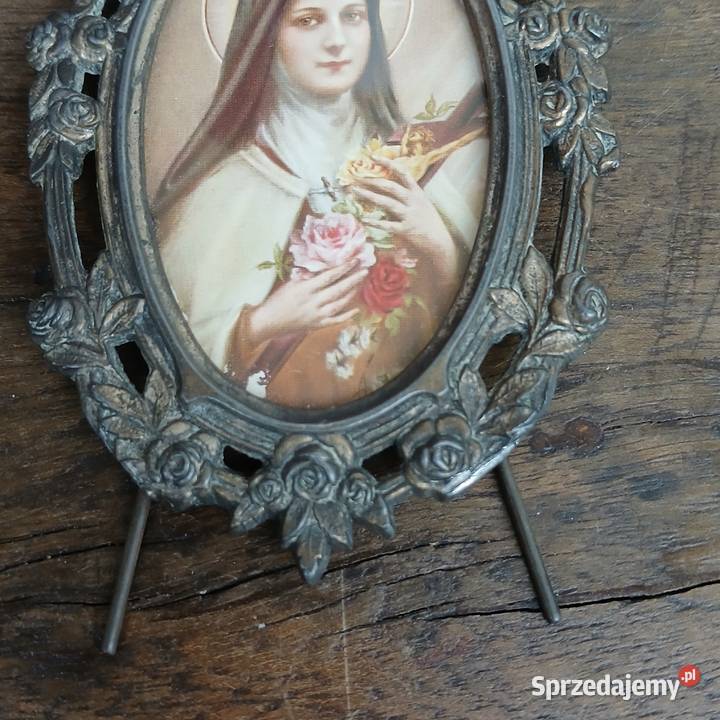 Stara mosiężna ramka na zdjęcie Św Teresa Warszawa