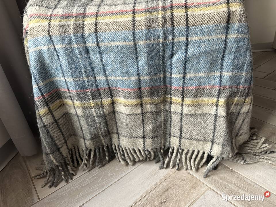 Koc pled motyw krata 100 wełny 130x180 Łódź