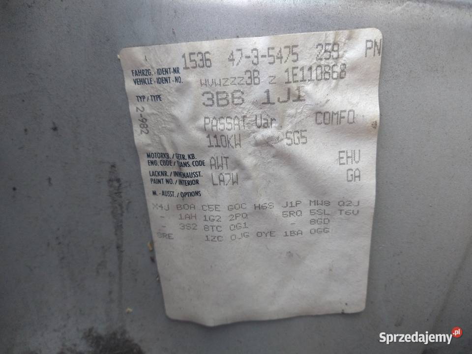 Maska Pokrywa Silnika Vw Passat B5 Fl Lift LA7W Radziszów sprzedam