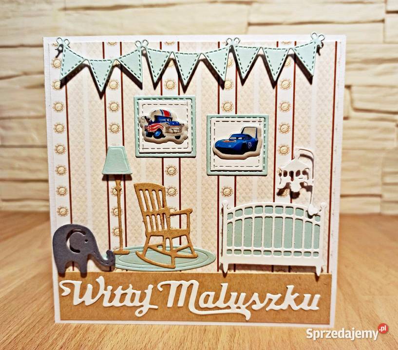 Kartka z okazji narodzin synka ręcznie robiona sprzedam