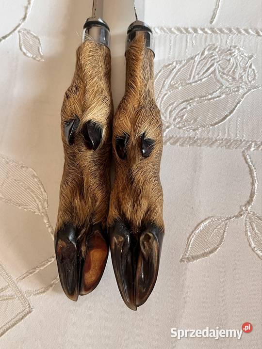 Zestaw nóż widelec z naturalnymi kopytami sarny