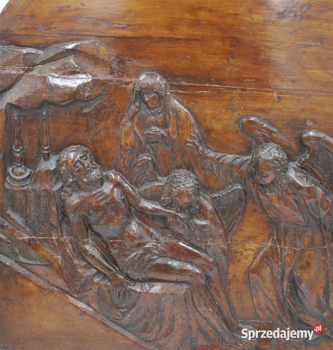 Grób Jezusa Chrystusa relief drewniany XIX wiek wielkopolskie