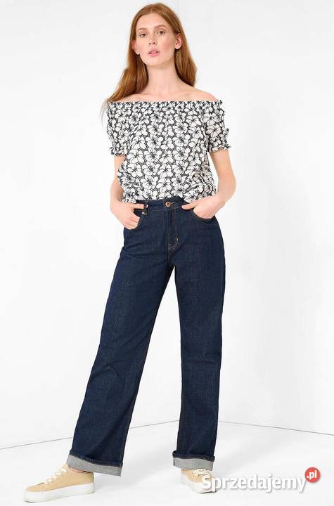 Nowa koronkowa bluzka Carmen haftowana białą