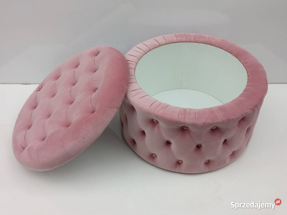 Ławka pufa okrągła chesterfield welurowa 60cm Fotele i pufy Poznań