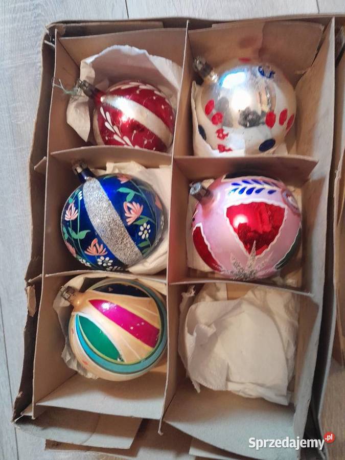 Ozdoby choinkowe bąbki oświetlenie lampki z prl Konstantki
