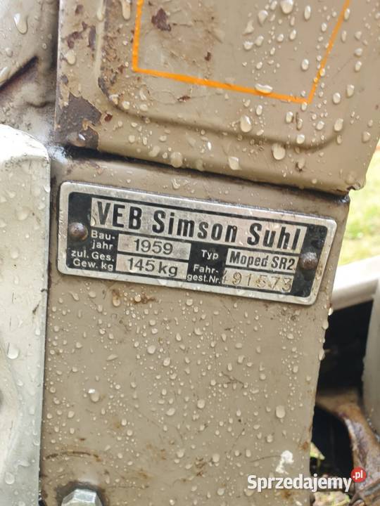 Simson SR2 produkcji 1959Szary motorower Olesno sprzedam