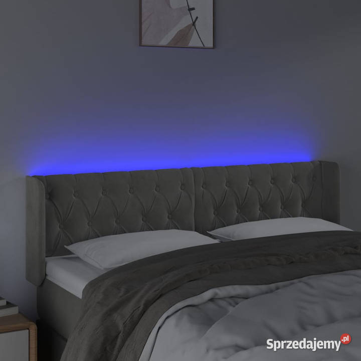 Zagłówek do łóżka z LED jasnoszary 147x16x7888 Warszawa