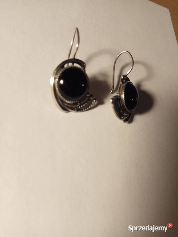 Kolczyki z czarnymi onyksami srebro Pozostałe Pszczyna