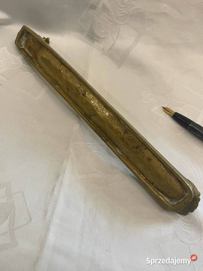 Mosiężna podstawa na pióro z figurką pieska Kraków