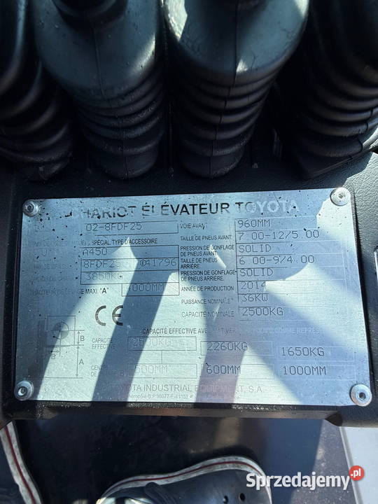 wózek widłowy TOYOTA 8FDF25 diesel 2500 przesuw Wózki widłowe Działoszyn