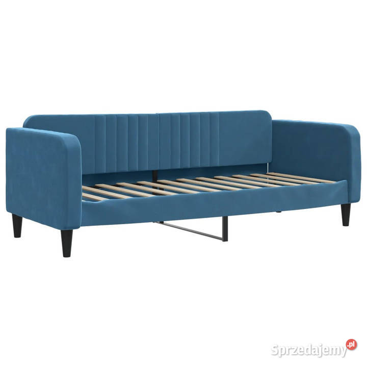 Sofa rozsuwana z szufladami niebieska aksamit Łóżka Warszawa