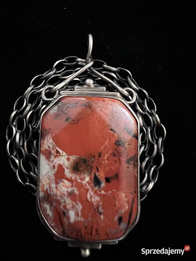 Srebrny wisior z kamieniem jaspis czerwony Warszawa