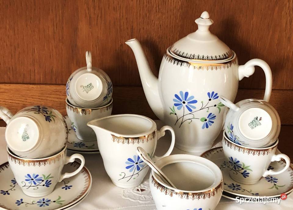 Serwis kawowy na 6 osób porcelana Włocławek PRL Myślachowice