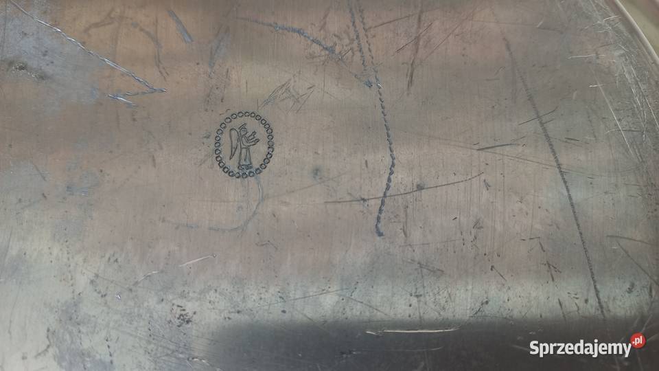 Talerz cynowy z sygnaturą anioła 235 710 Gawroniec