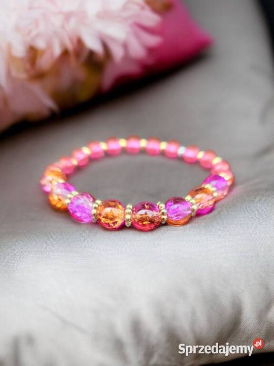 Bransoletka z brzoskwiniowo różowymi koralikami Sanok