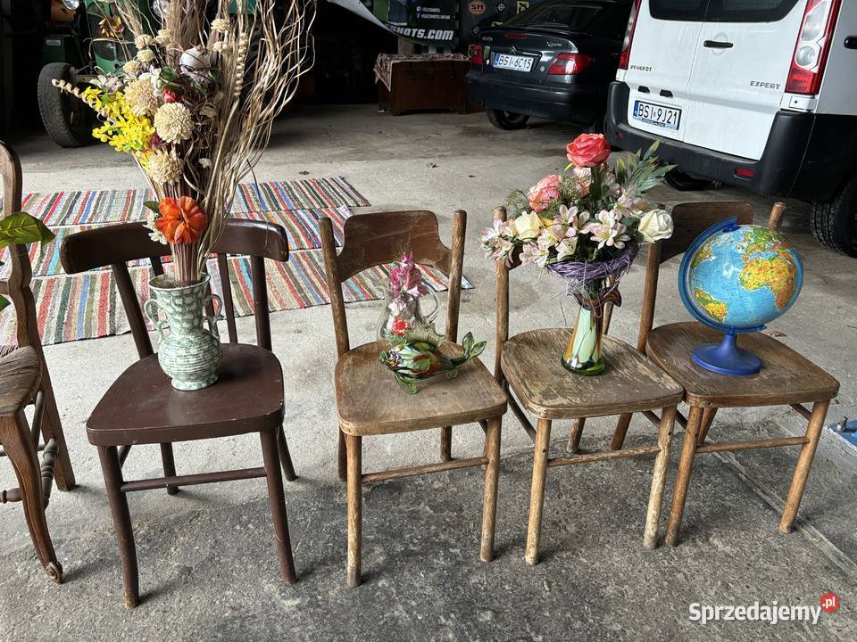 stare krzesła PRL gięte i inne vintage meble Kosianka-Trojanówka