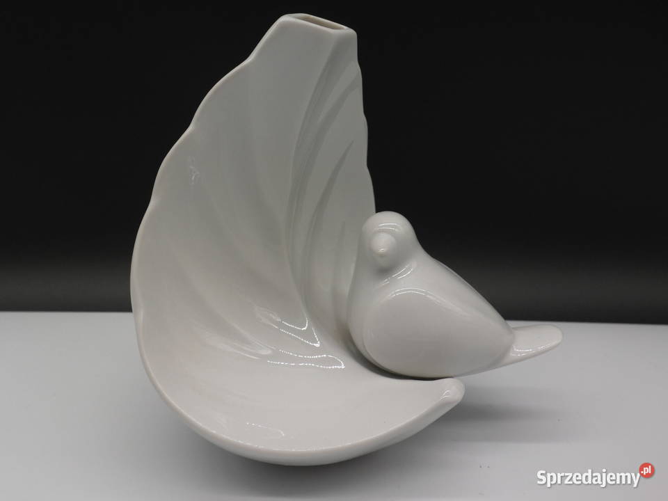 Wazon z ptakiem TIRSCHENREUTH Biały wielkopolskie Raszków