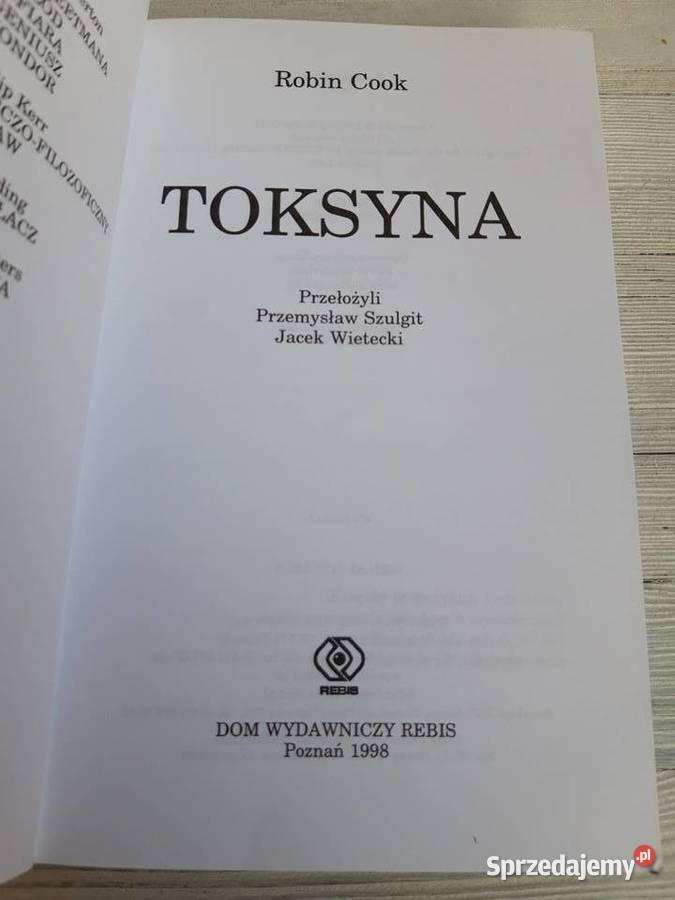 Toksyna Robin Cook Przemysław Szulgit Jacek śląskie