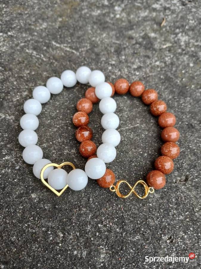 Bransoletka damska Agat biały z sercem