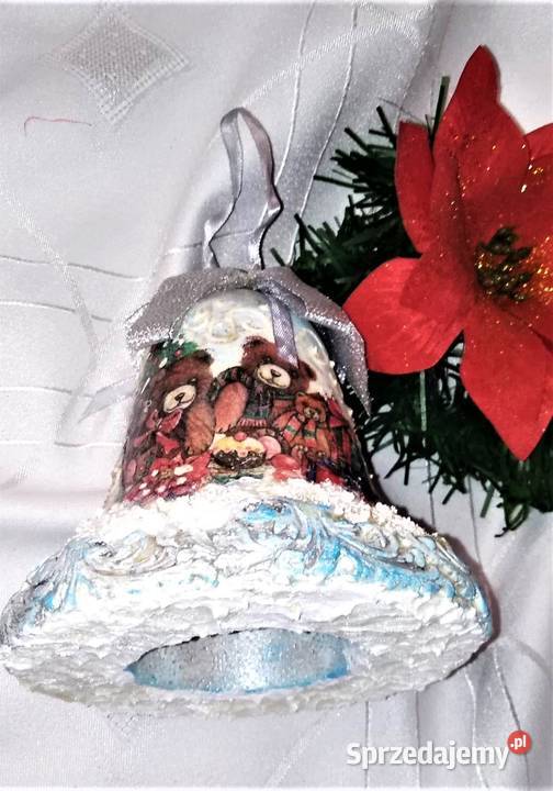 Dzwonek duży styropianowy handmade decoupage