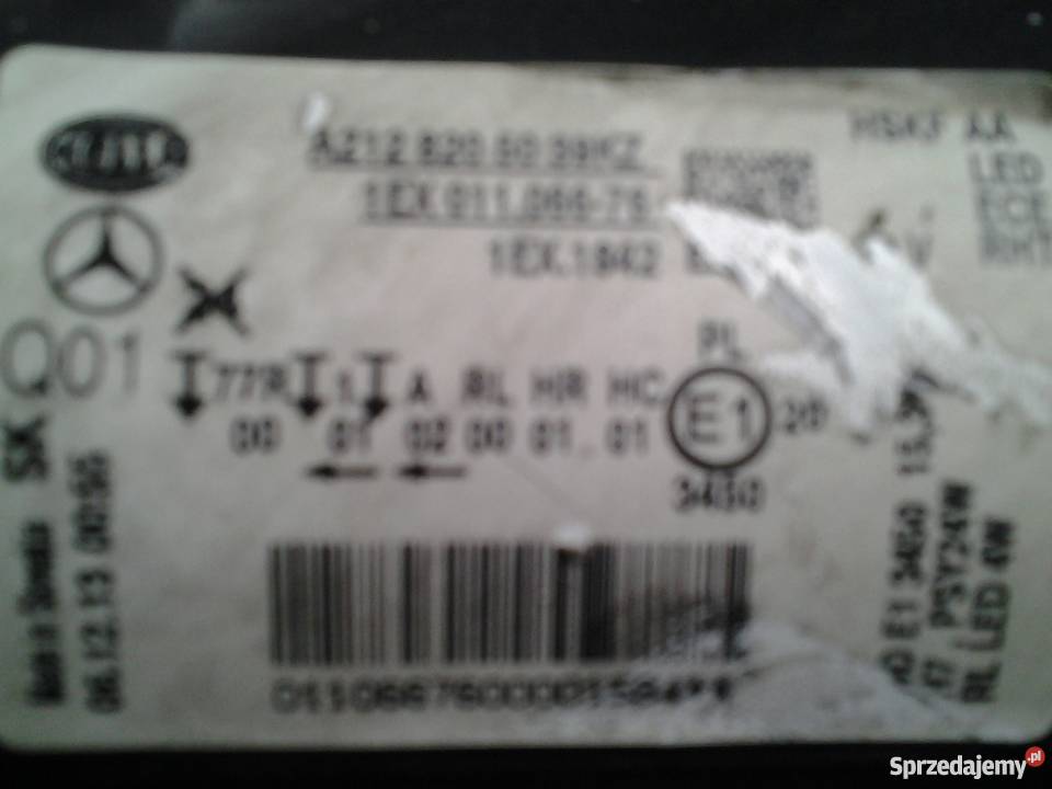 reflektor led mercedes w212 Rok produkcji 2012