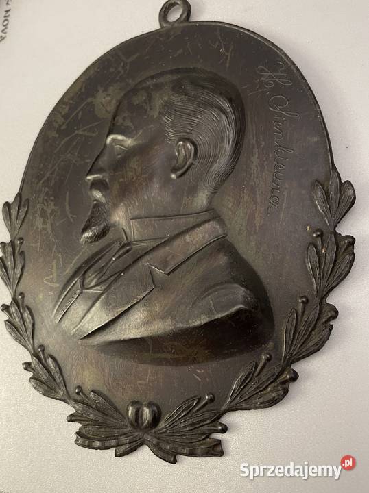 Sienkiewicz Henryk plakietka popiersia XIX XX w Obrazki i obrazy Łódź