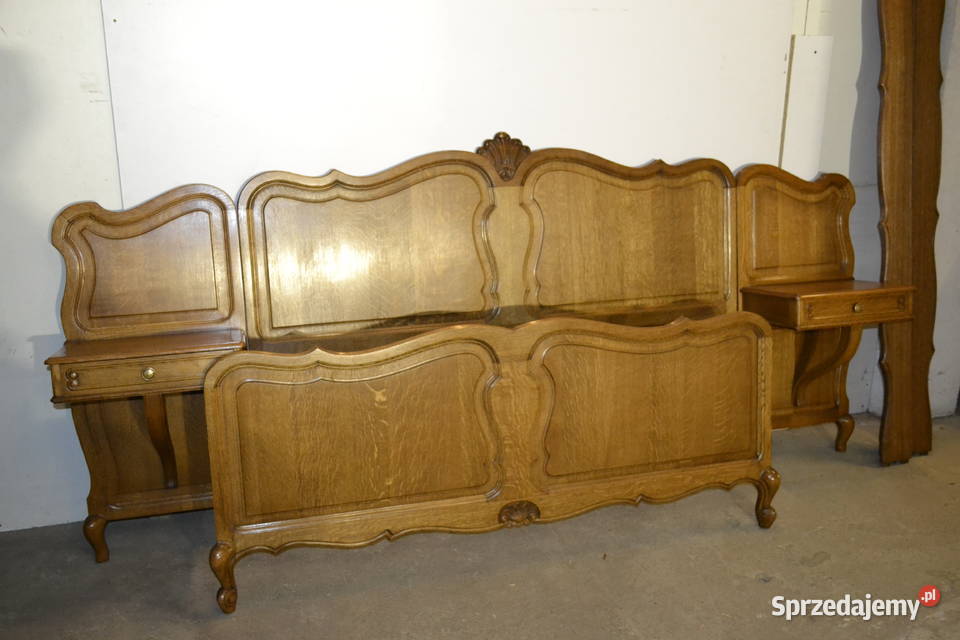 łóżko ludwikowskie wezgłowie z szufladami dąb Będzin