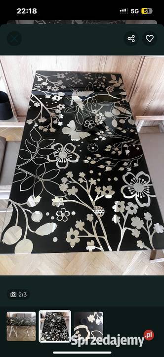 Stół biurko szklane kwiaty Biurka