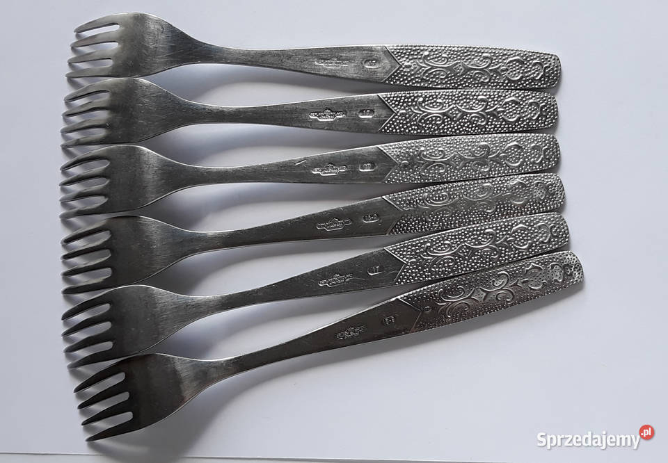Widelce obiadowe 3 ROŚLINNY Gerlach sztućce PRL Dąbrowa Górnicza