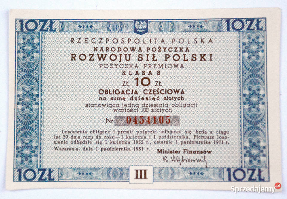 Obligacja 10 1951 łódzkie Łódź