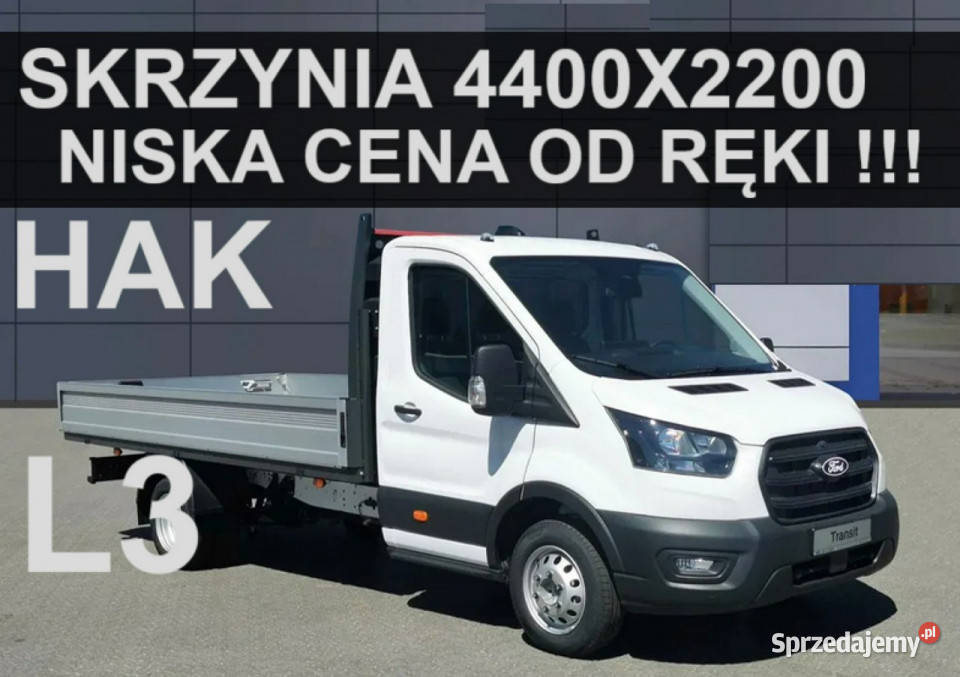 Ford Transit L3 Skrzynia 4400 x 2200 130 Hak elektryczne lusterka Samochody dostawcze zachodniopomorskie Szczecinek